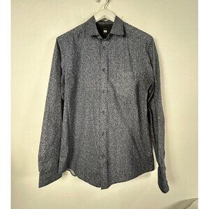 Diesel Slim-Fit Mens Long-Sleeve Button-Up Shirt Navy/White Print Casual
